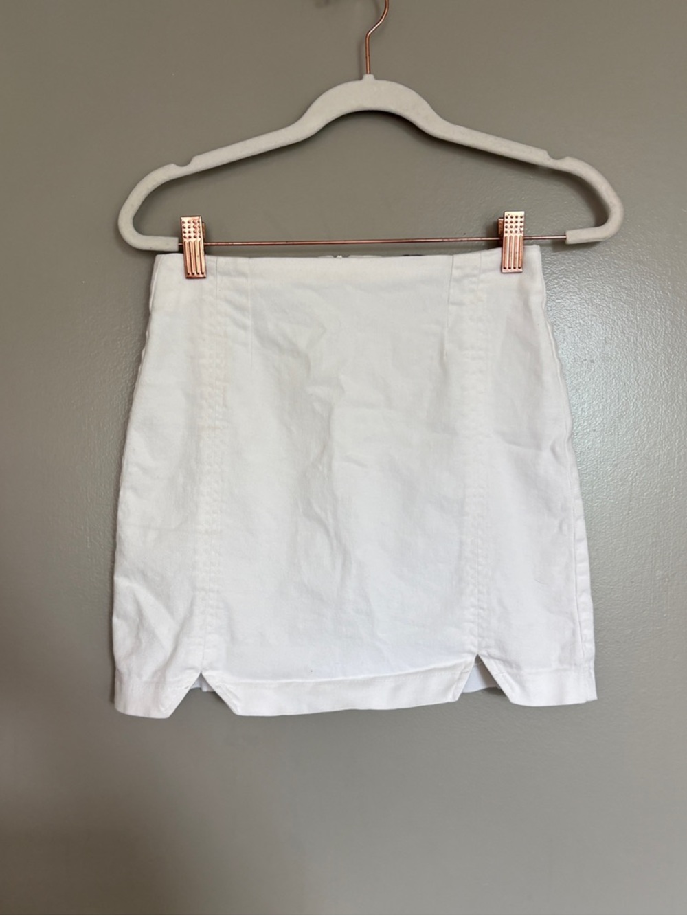 White Mini Skirt with Subtle Front Slits